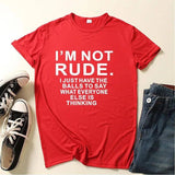 I'm Not Rude Letter Print Women T Shirt Short Sleeve O Neck Loose Women Tshirt Ladies Tee Shirt Tops Clothes Camisetas Mujer Red - Tophatter Daily Deals
