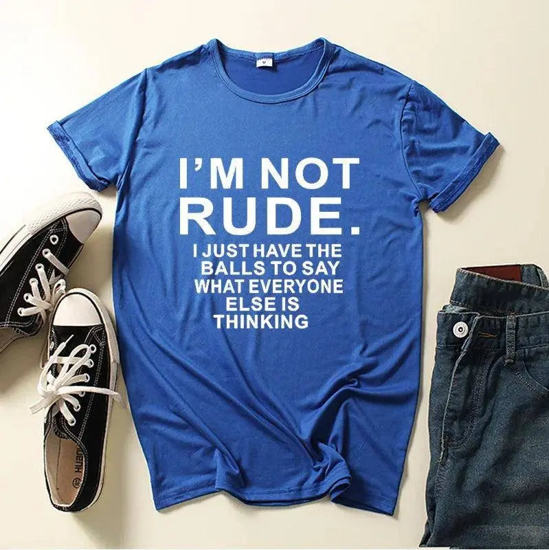 I'm Not Rude Letter Print Women T Shirt Short Sleeve O Neck Loose Women Tshirt Ladies Tee Shirt Tops Clothes Camisetas Mujer Blue - Tophatter Daily Deals
