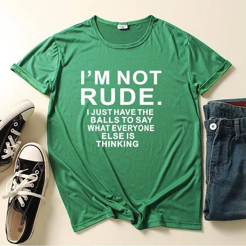 I'm Not Rude Letter Print Women T Shirt Short Sleeve O Neck Loose Women Tshirt Ladies Tee Shirt Tops Clothes Camisetas Mujer - Tophatter Daily Deals