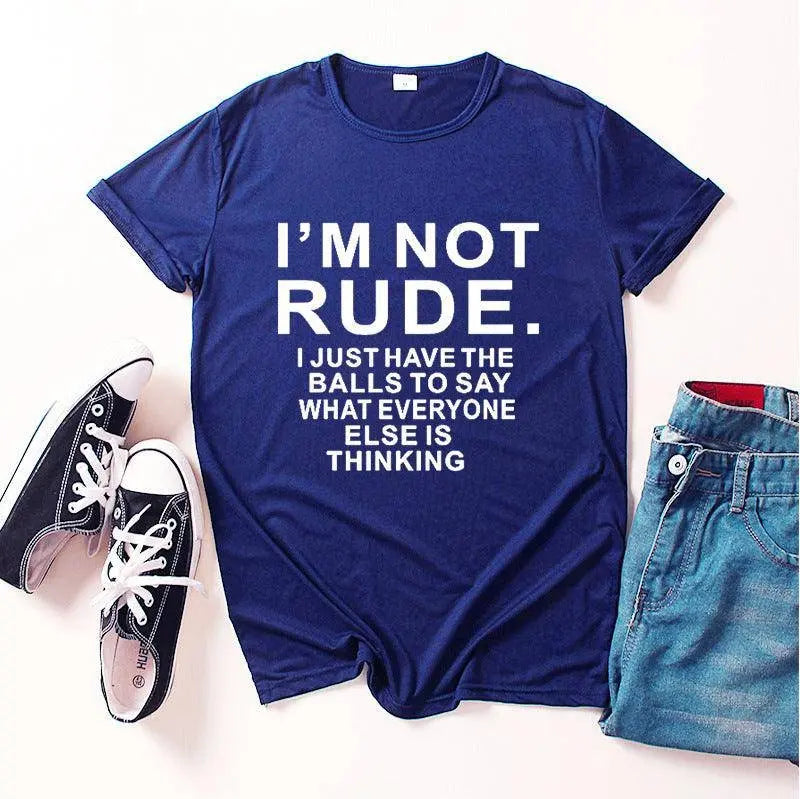 I'm Not Rude Letter Print Women T Shirt Short Sleeve O Neck Loose Women Tshirt Ladies Tee Shirt Tops Clothes Camisetas Mujer - Tophatter Daily Deals