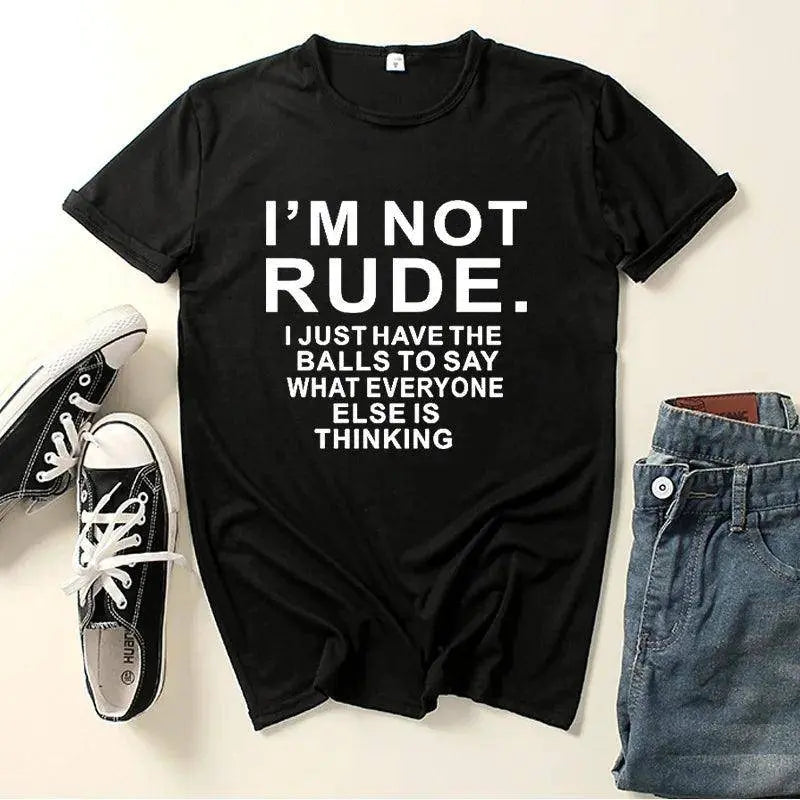 I'm Not Rude Letter Print Women T Shirt Short Sleeve O Neck Loose Women Tshirt Ladies Tee Shirt Tops Clothes Camisetas Mujer - Tophatter Daily Deals