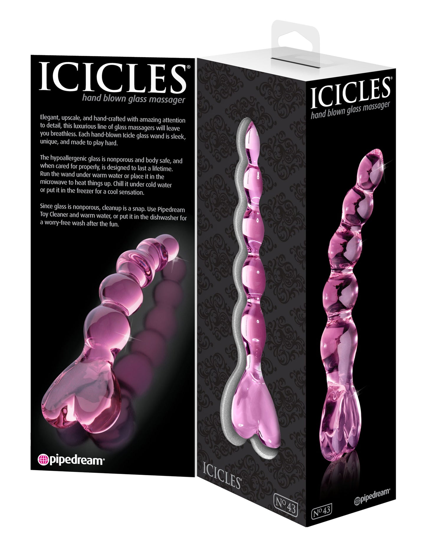 Icicles Pink Glass Massager with Heart Handle > Glass > Dildos - Tophatter Daily Deals