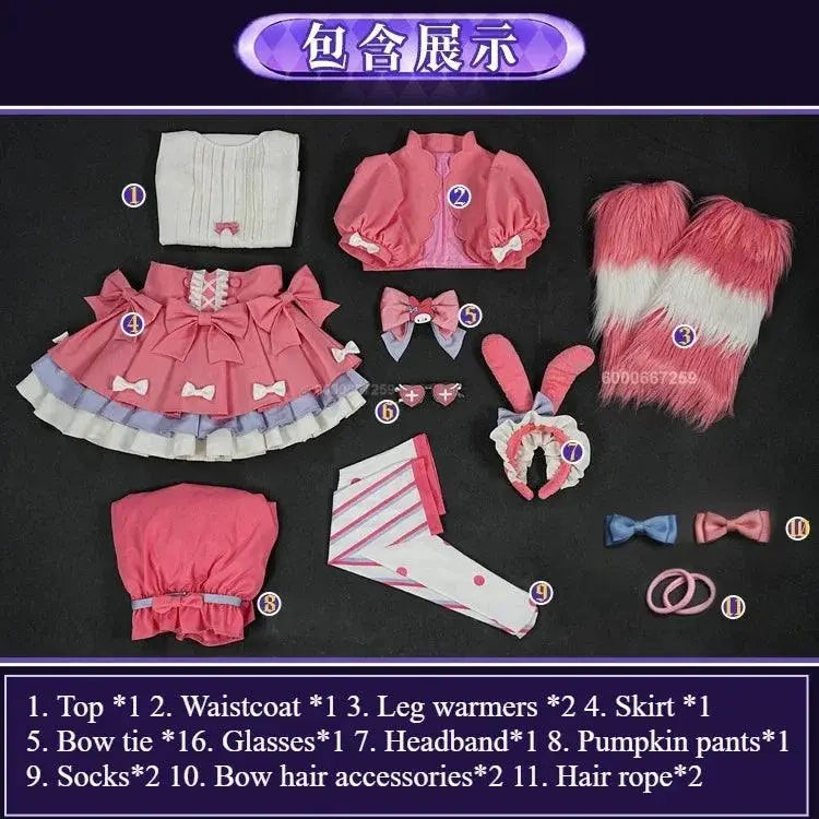 Identity V Game Cheerleader Lily Barrier Cosplay Costume Women Pink Dress Wig Anime Role Play Outfit Halloween Party Clothing - Tophatter Daily Deals