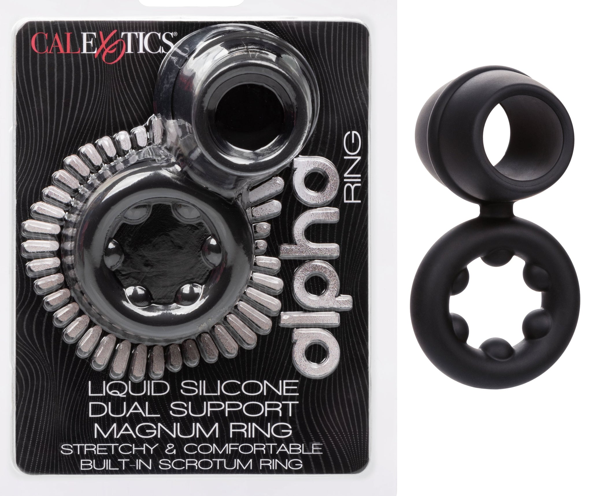 Alpha Liquid Silicone Dual Magnum Ring Black Stretchy Comfortable Size > Cock Ring > Sling - Tophatter Daily Deals
