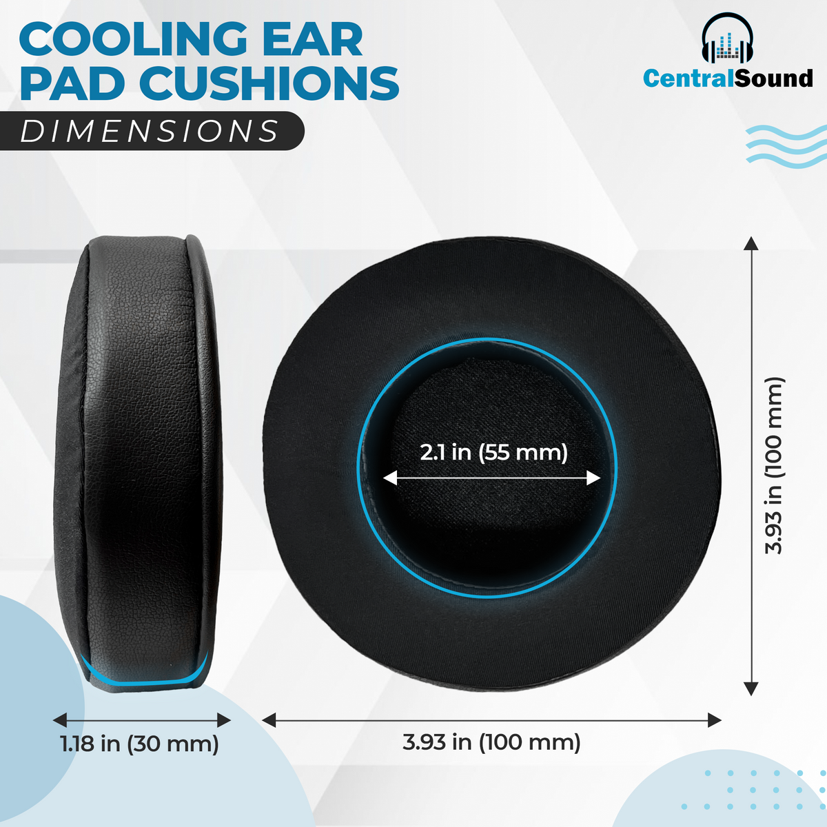 CentralSound Cooling Gel + Memory Foam Premium Replacement Ear Pad Cushions Universal Round 100mm Audio Accessories - Tophatter Daily Deals
