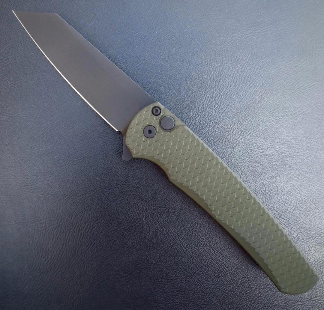 Pro-Tech Knives Malibu Flipper - Green Dragon Scale Handle - Black 20CV Blade - 5236-GREEN Folding Knives - Tophatter Daily Deals
