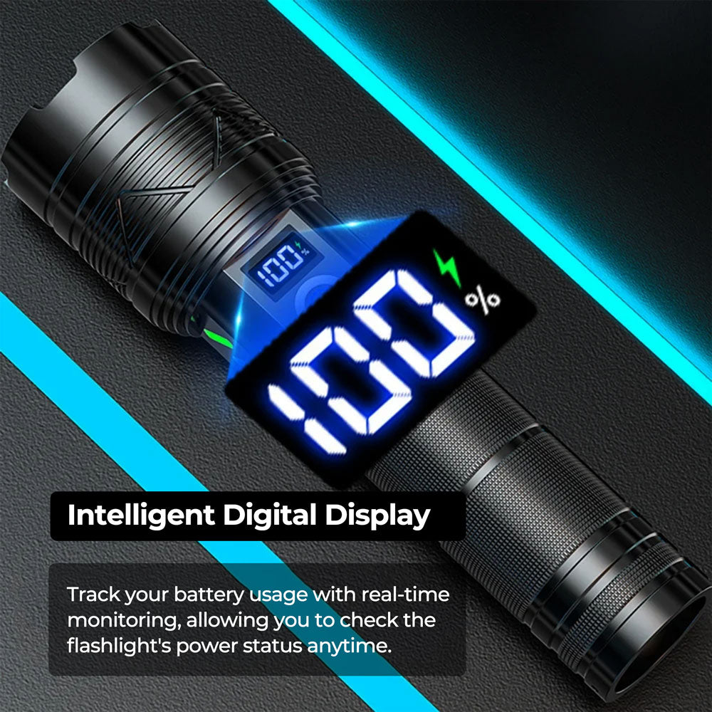 Flashlight 100K Lumens Rechargeable LED Waterproof Camping - Tophatter Daily Deals