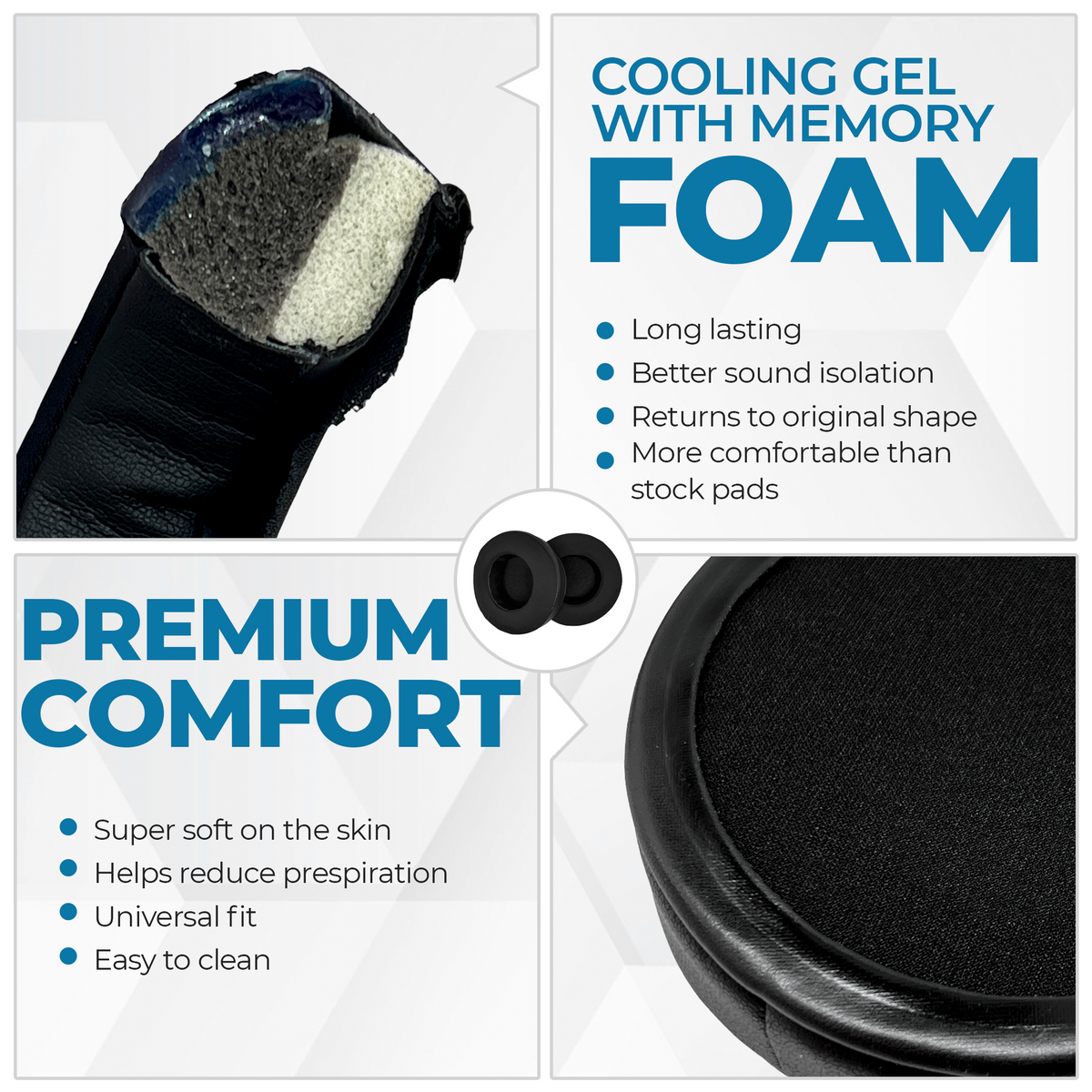 CentralSound Cooling Gel + Memory Foam Premium Replacement Ear Pad Cushions Universal Round 100mm Audio Accessories - Tophatter Daily Deals
