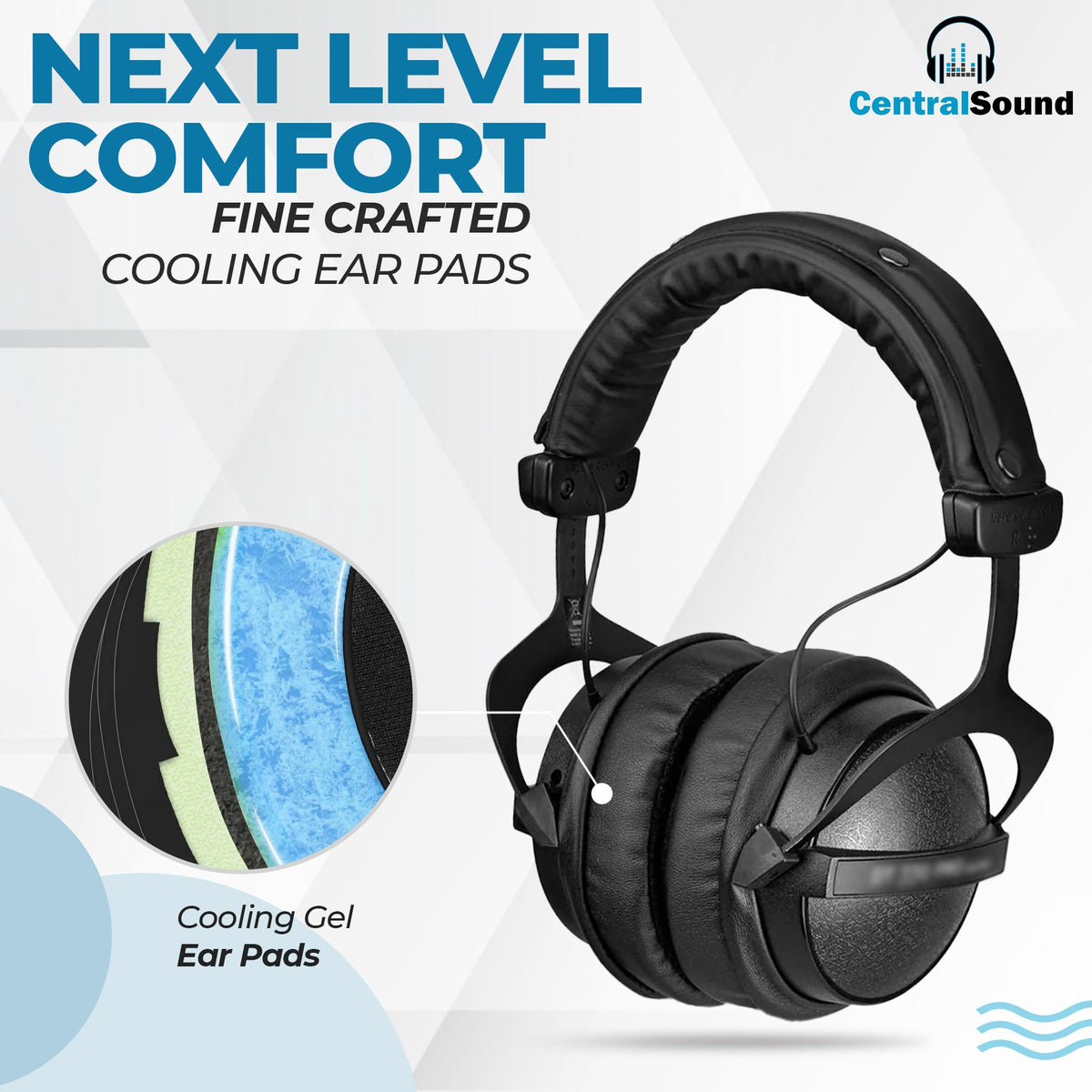 CentralSound Cooling Gel + Memory Foam Premium Replacement Ear Pad Cushions Universal Round 100mm Audio Accessories - Tophatter Daily Deals