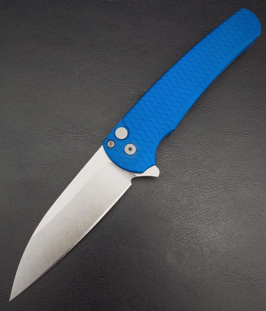 Pro-Tech Knives Malibu Flipper - Blue Dragon Scale Handle - Magnacut Blade - 5335-BLUE Folding Knives - Tophatter Daily Deals
