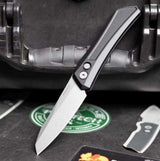 Pro-Tech Knives Oligarch Auto - Black Handle - Stonewashed CPM-Magnacut Blade Automatic Knives - Tophatter Daily Deals