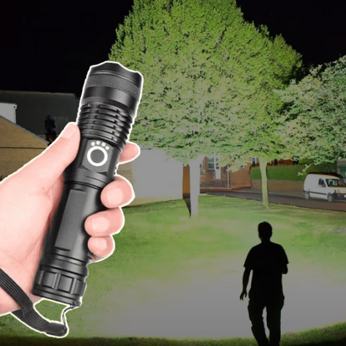 90000 Lumens XHP50.2 Zoom Flashlight USB Rechargeable - Tophatter Daily Deals