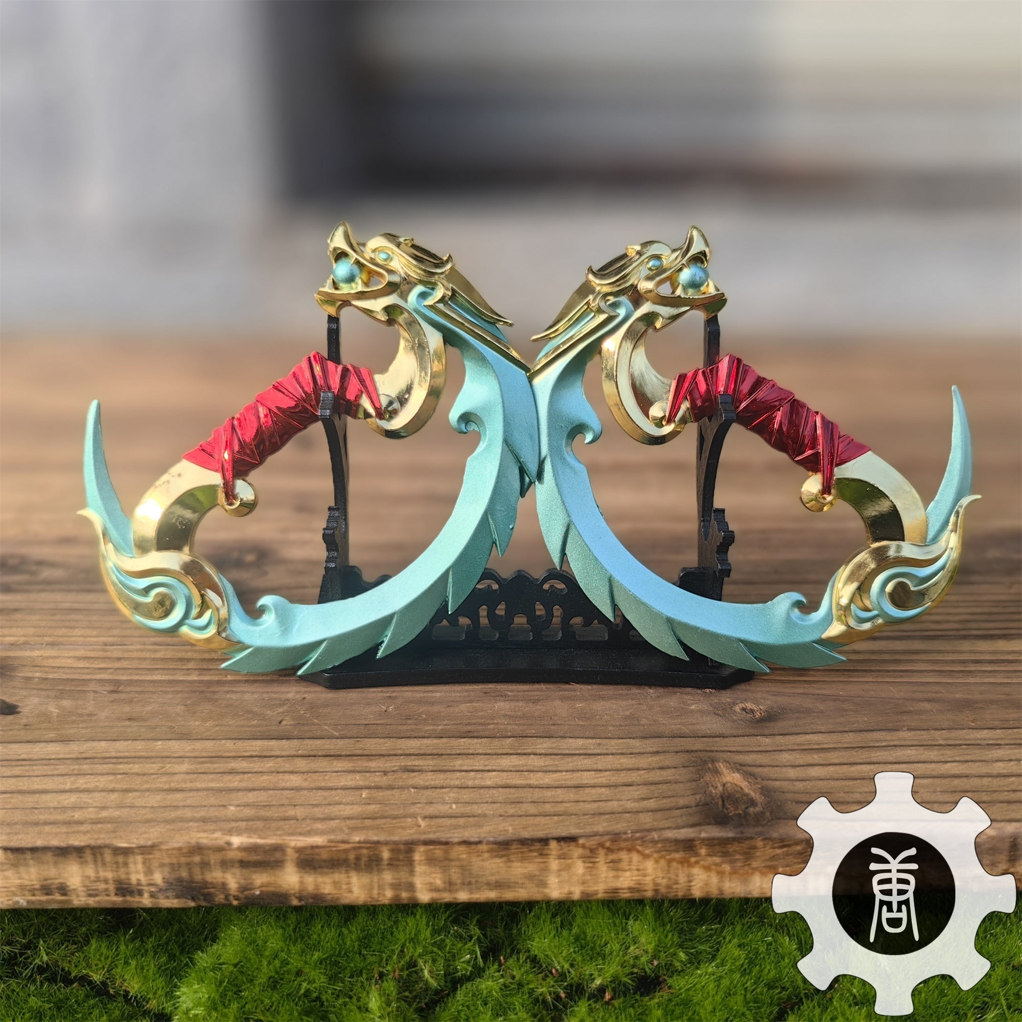 Metal 4 Color Blades Of Imperium Blunt Blade Replica Model Green & Stand - Tophatter Daily Deals