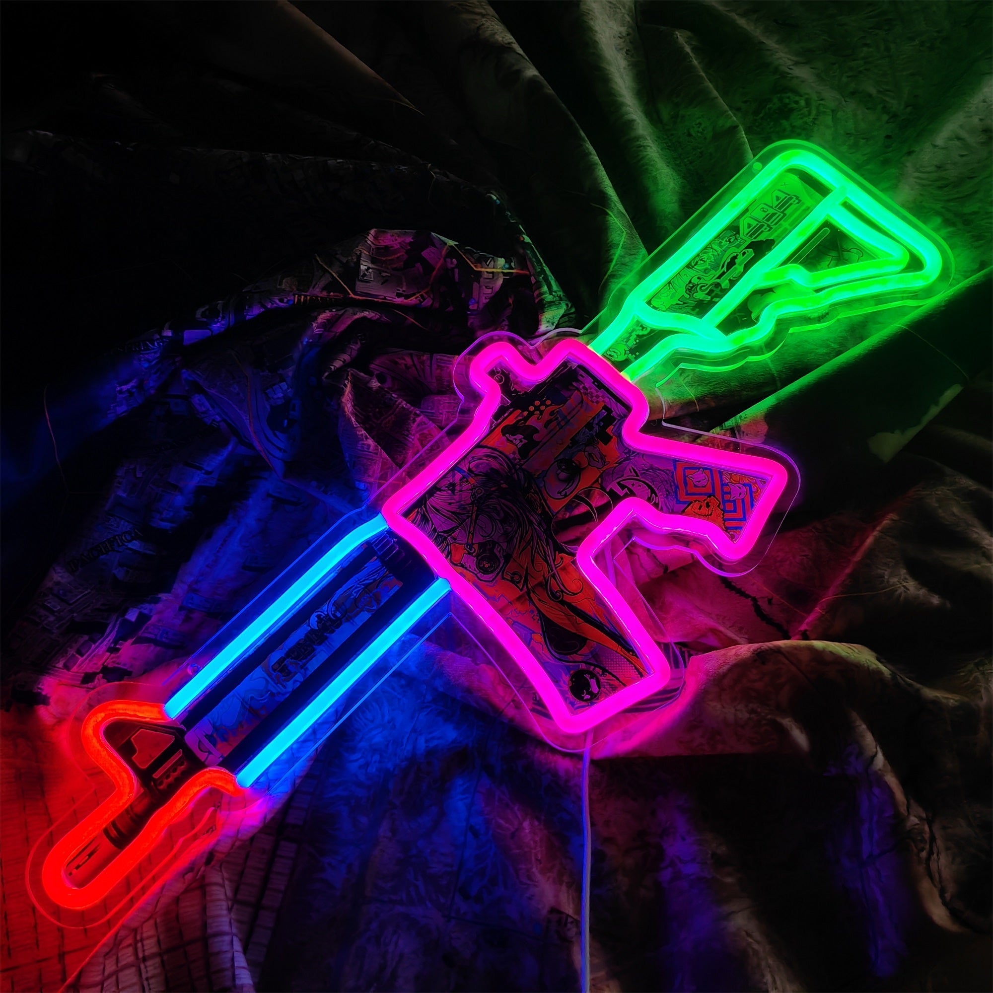 M4A4 Desolate Space Color Rifle Neon Light Wall Decor - Tophatter Daily Deals