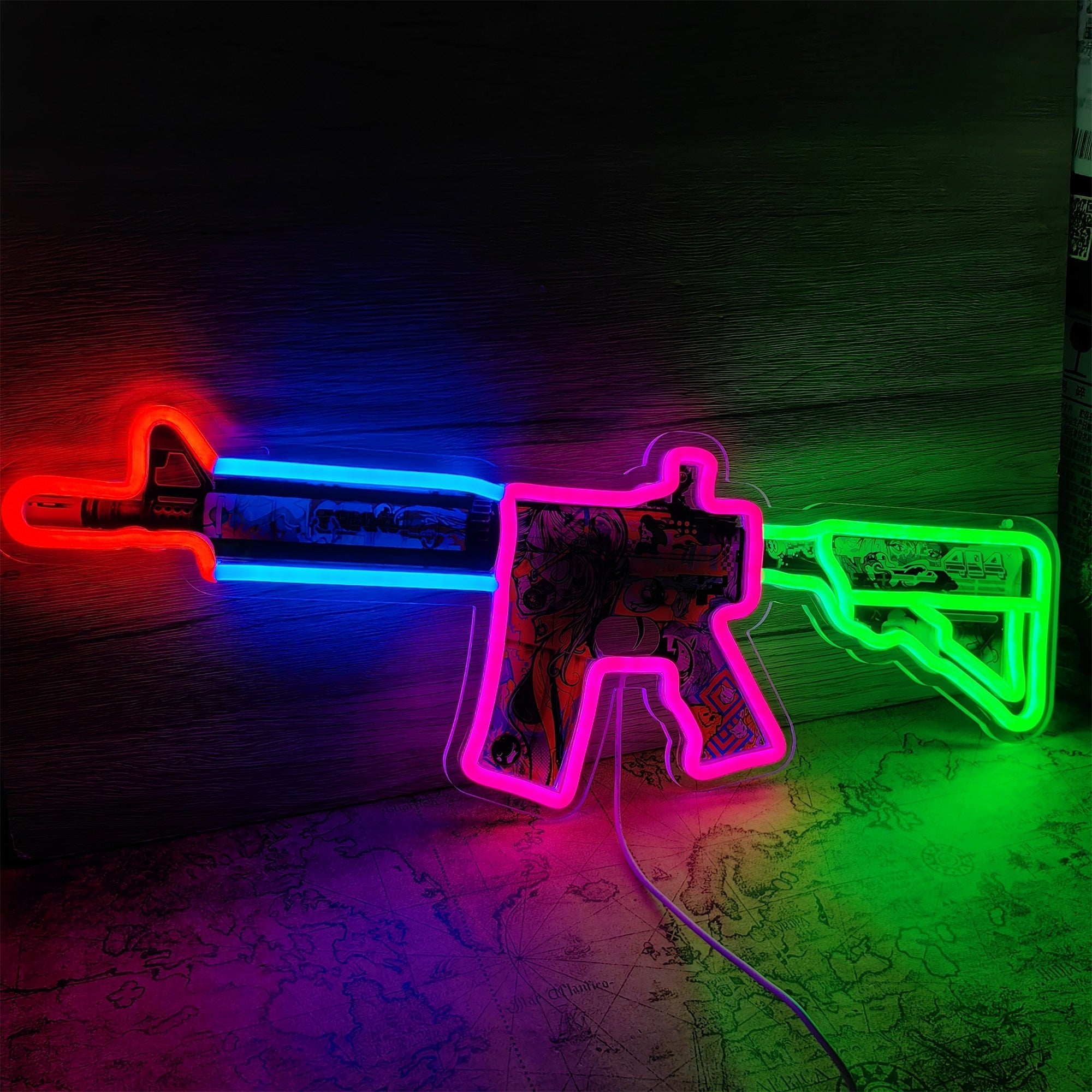 M4A4 In Living Color Rifle Neon Light Wall Decor - Tophatter Daily Deals