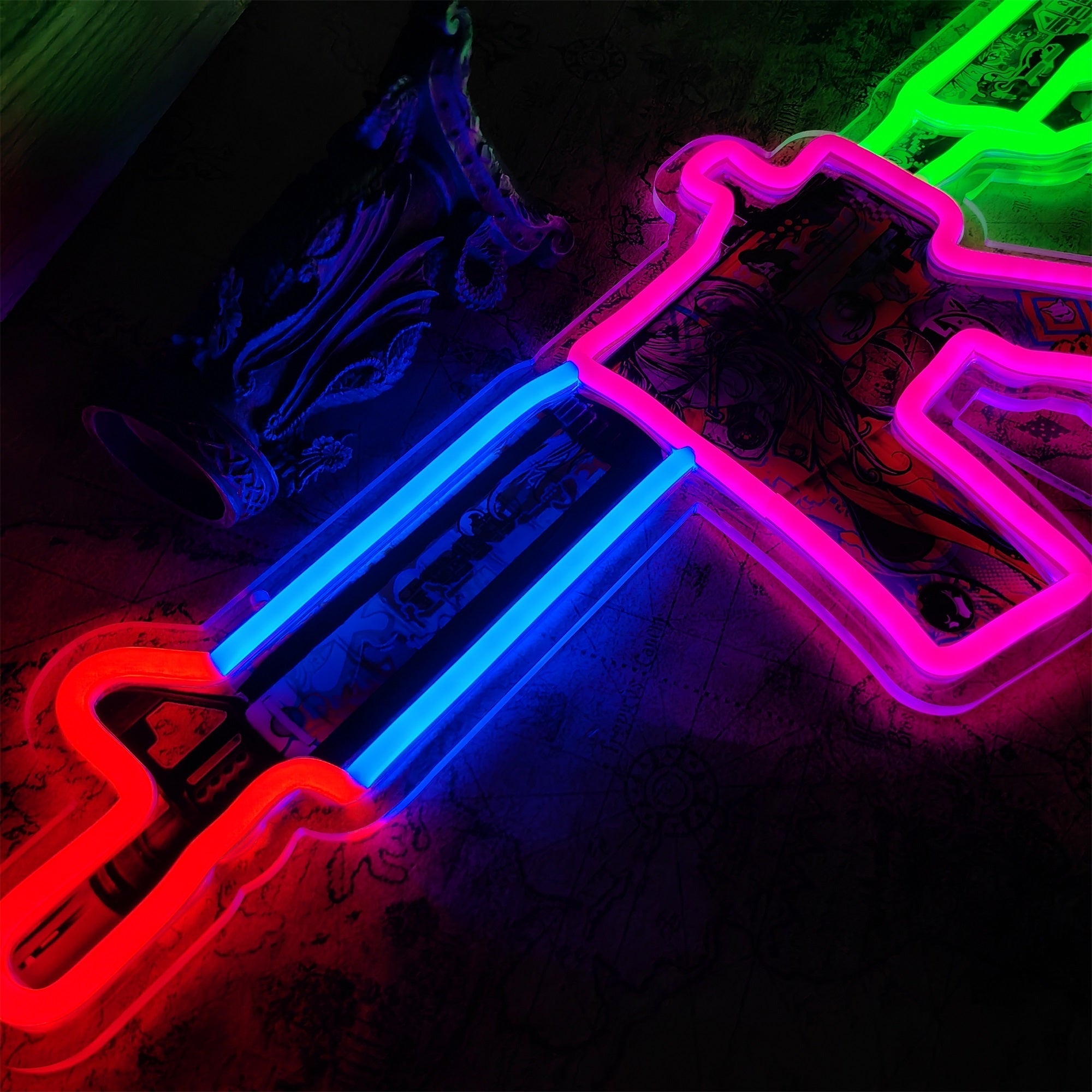 M4A4 In Living Color Rifle Neon Light Wall Decor - Tophatter Daily Deals
