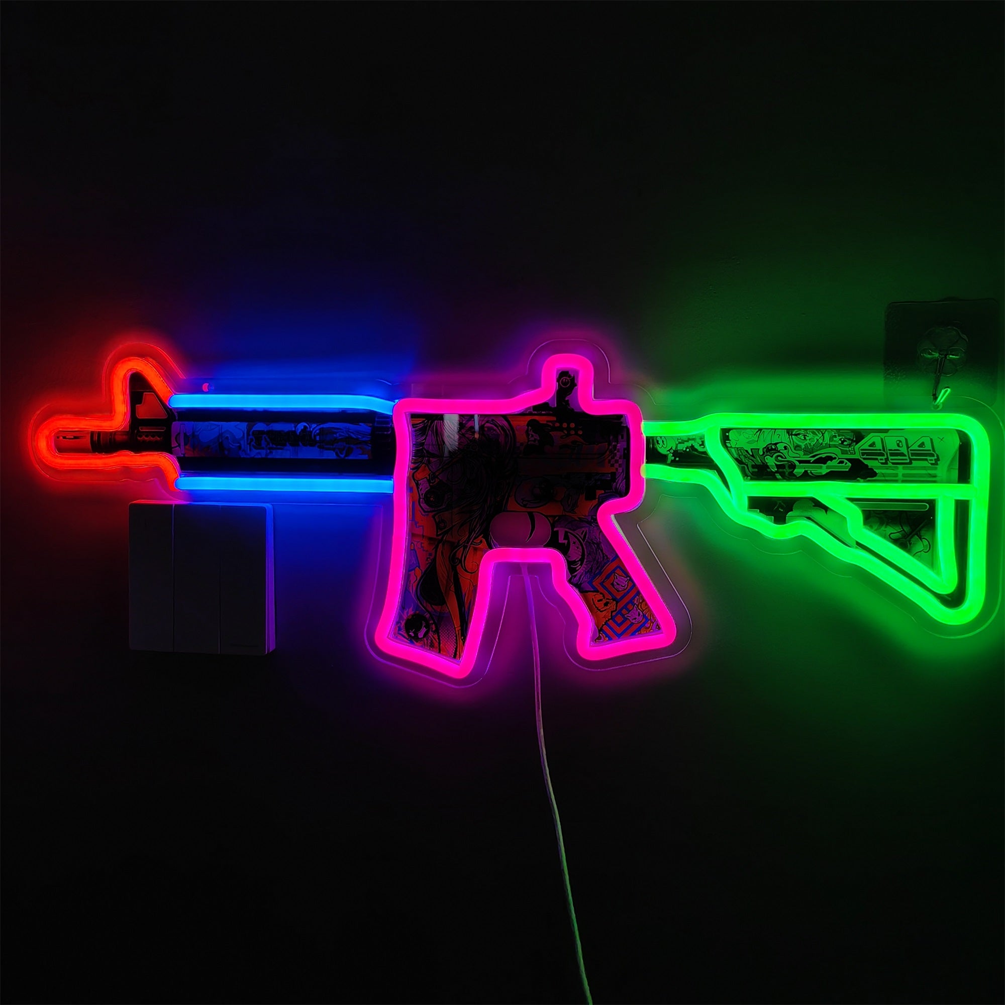 M4A4 In Living Color Rifle Neon Light Wall Decor - Tophatter Daily Deals
