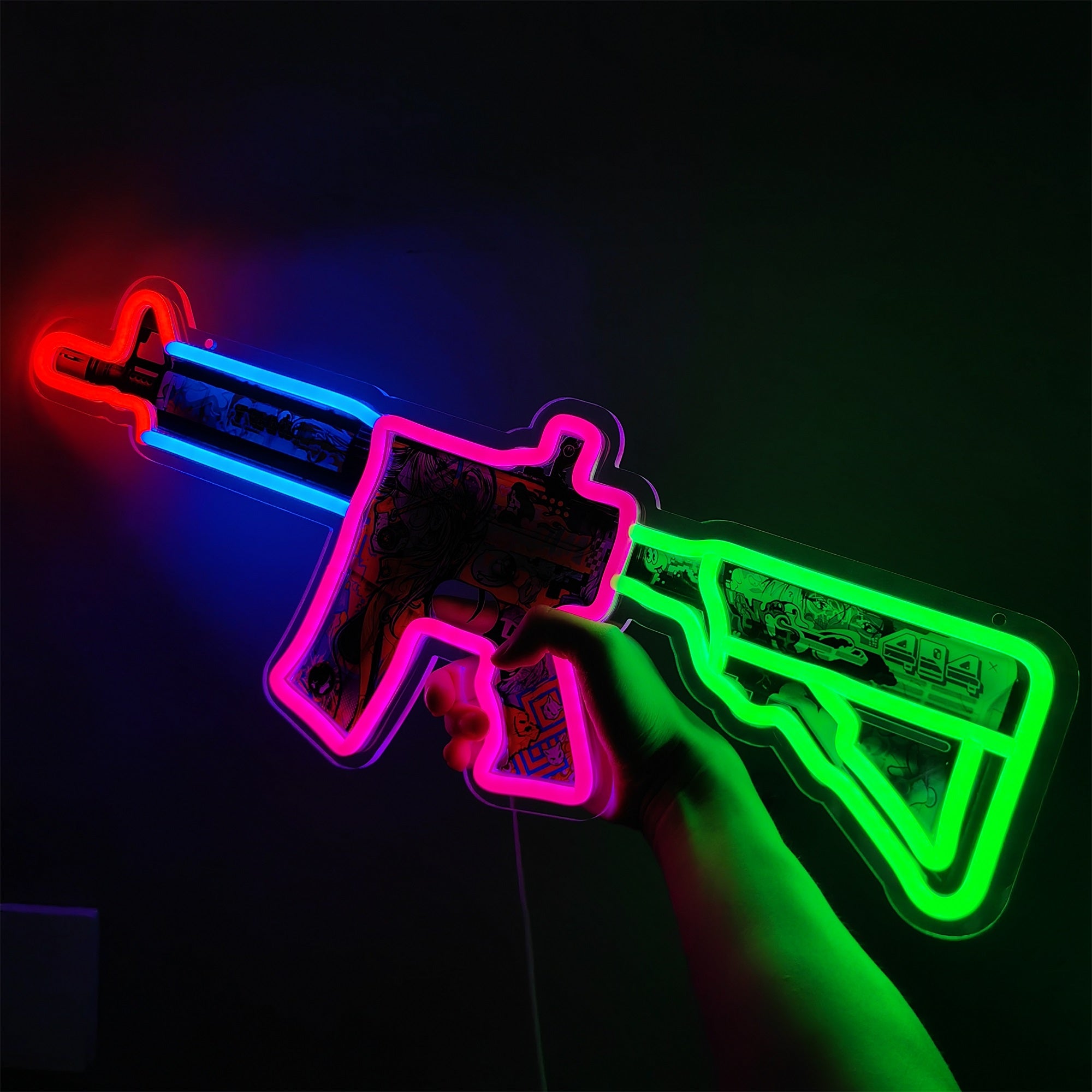 M4A4 Desolate Space Color Rifle Neon Light Wall Decor - Tophatter Daily Deals
