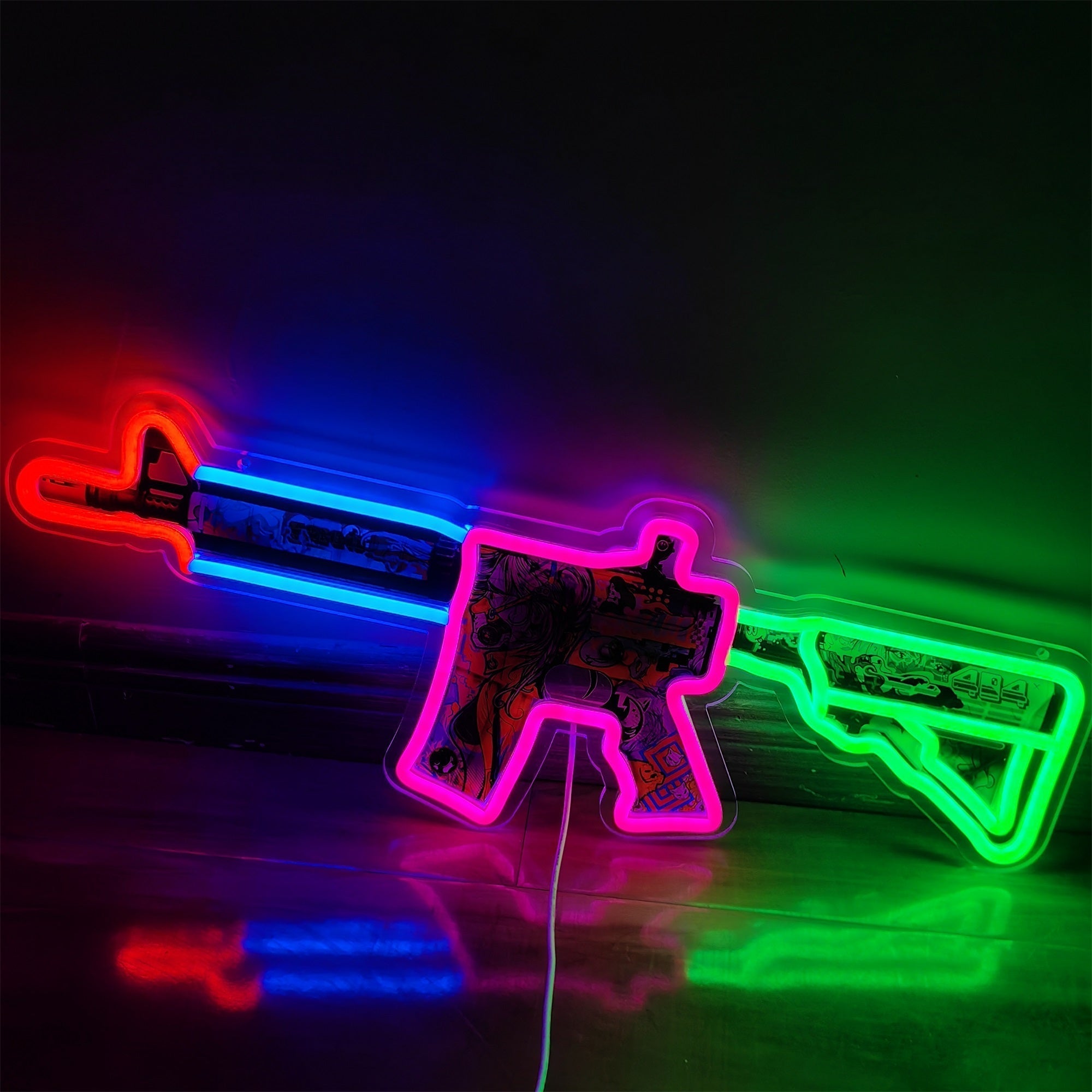 M4A4 Desolate Space Color Rifle Neon Light Wall Decor - Tophatter Daily Deals