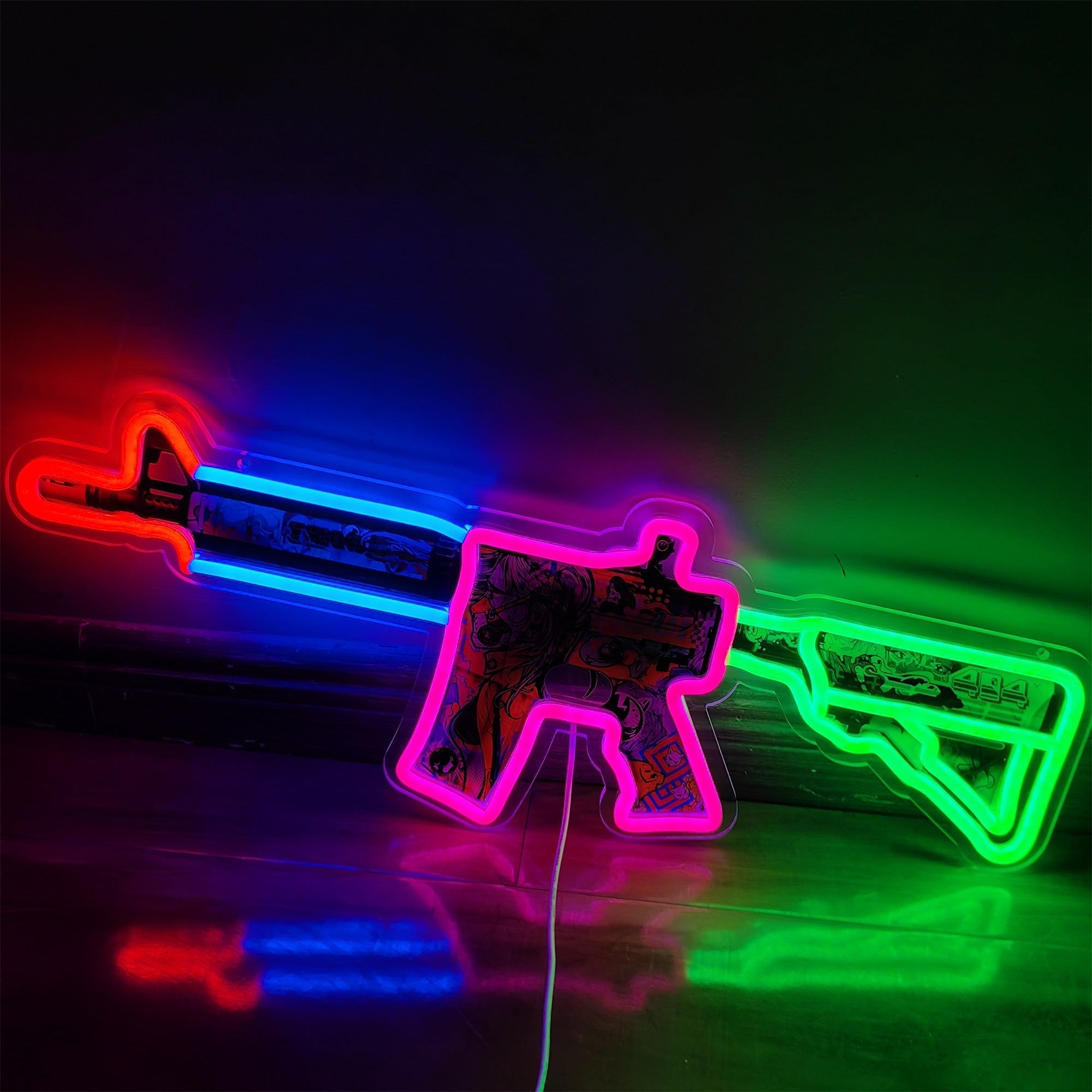 M4A4 In Living Color Rifle Neon Light Wall Decor - Tophatter Daily Deals