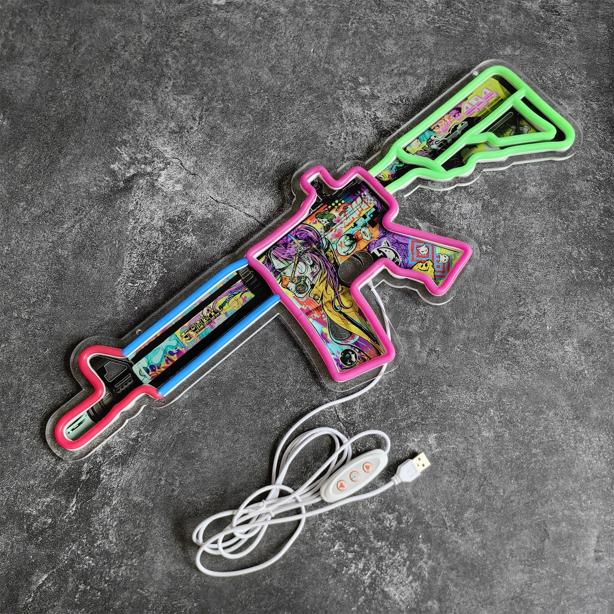 M4A4 In Living Color Rifle Neon Light Wall Decor - Tophatter Daily Deals