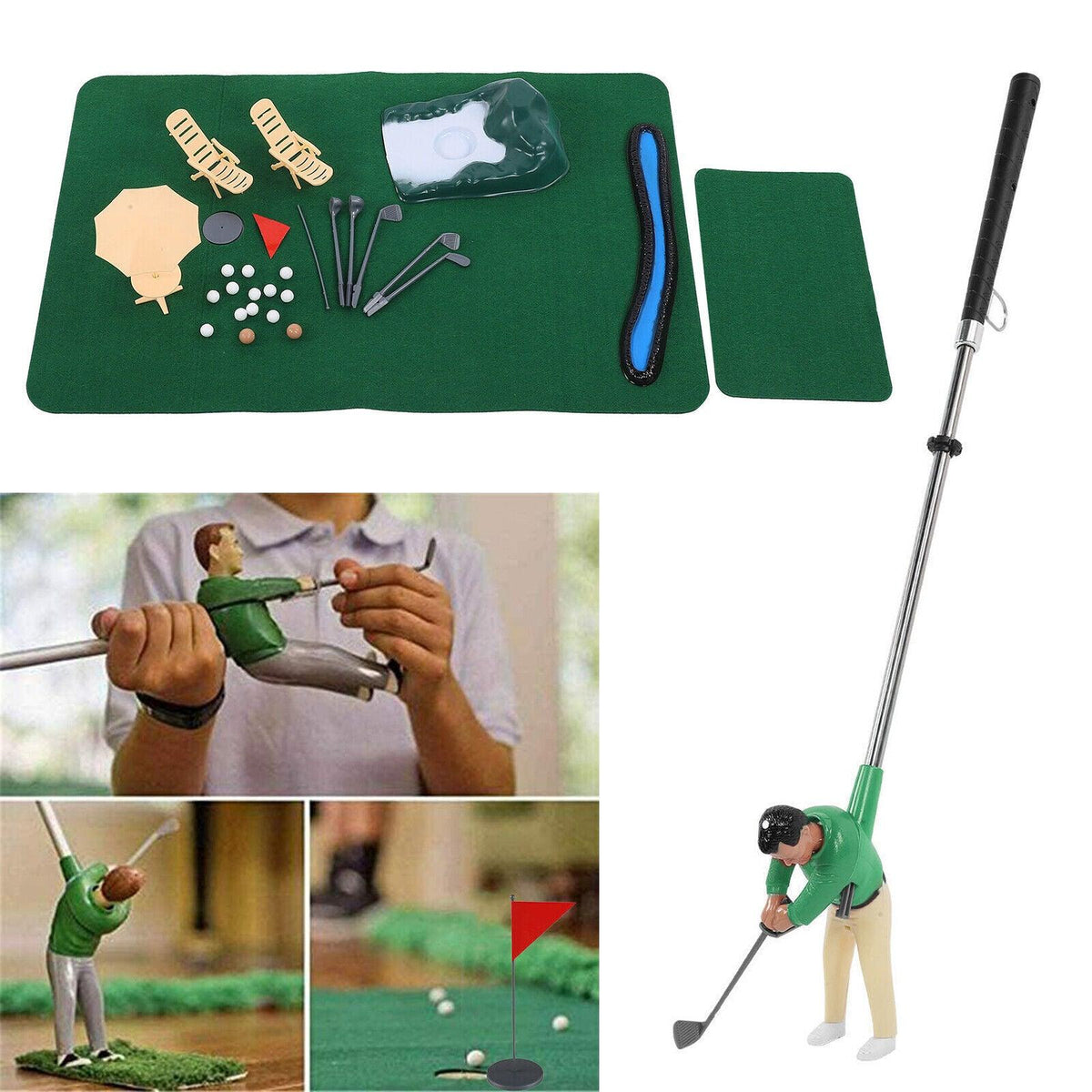 Golf Toy Set - Indoor Mini Golf Set, Indoor Mini Golfing Game Kit Golfs Toy Set with Green Pad Putter Ball Chairs Gifts Golf - Tophatter Daily Deals
