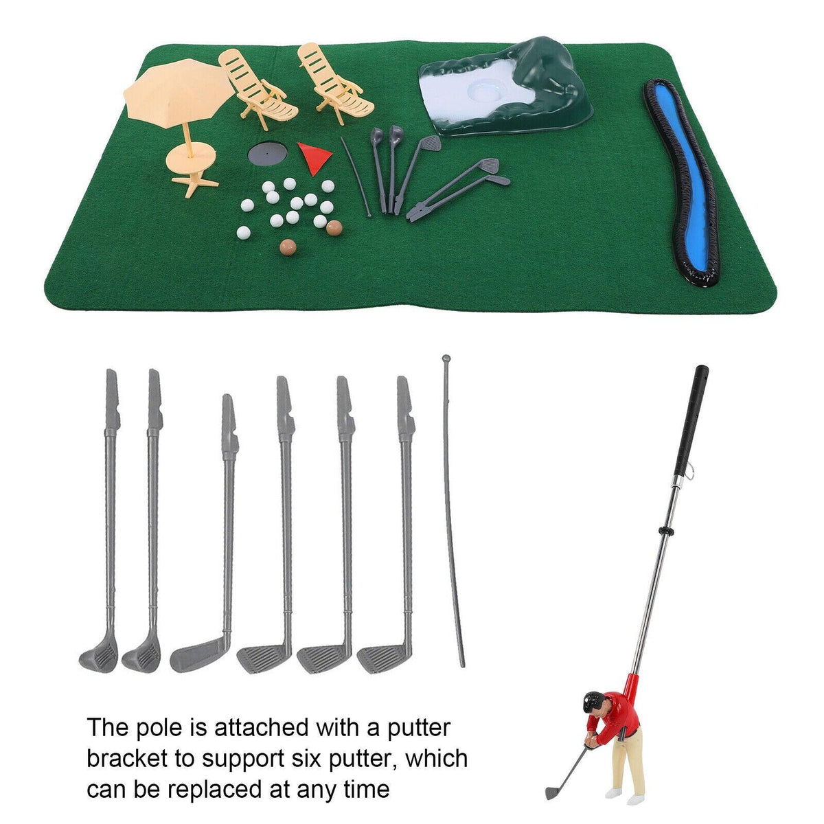 Golf Toy Set - Indoor Mini Golf Set, Indoor Mini Golfing Game Kit Golfs Toy Set with Green Pad Putter Ball Chairs Gifts Golf - Tophatter Daily Deals