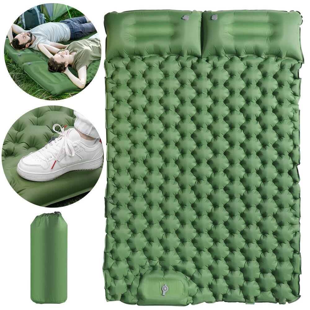 Camping Mattress Pad - Ultralight Air Bed Sleeping Mattress & Pillow Inflatable Double Camping Mat Personal Care - Tophatter Daily Deals