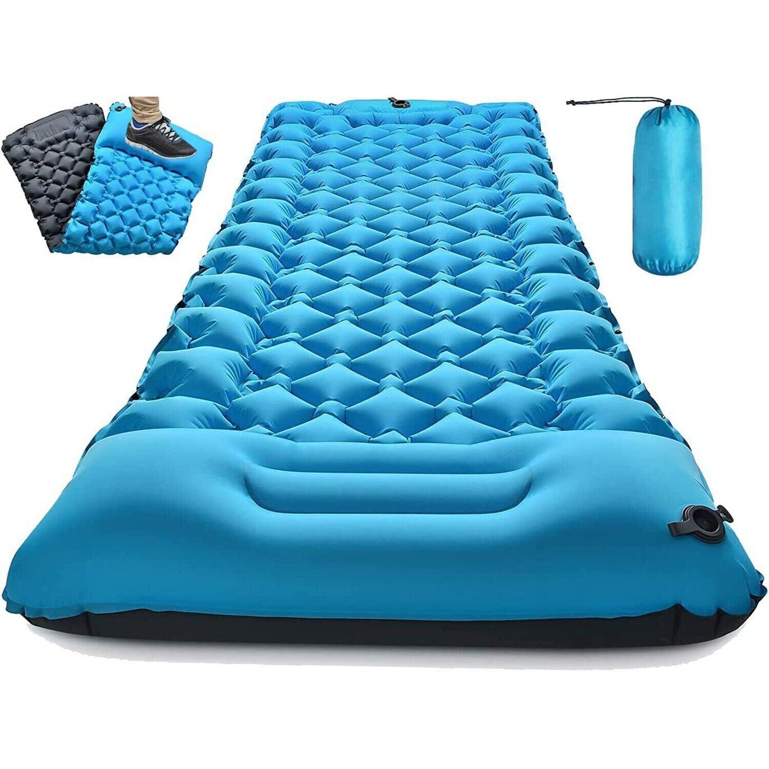 Camping Mattress Pad - Ultralight Air Bed Sleeping Mattress & Pillow Inflatable Double Camping Mat Single Personal Care - Tophatter Daily Deals