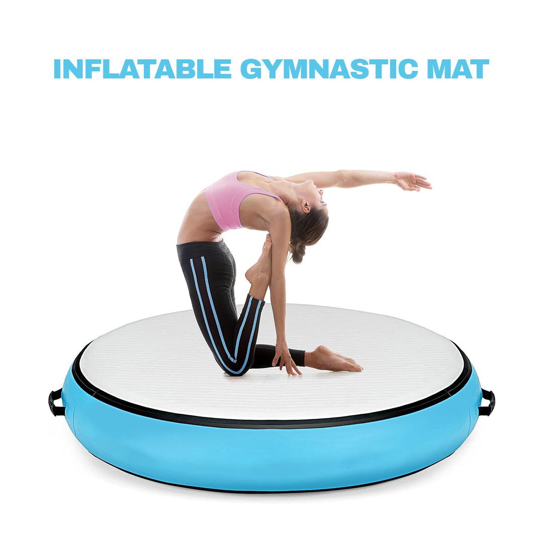 Inflatable Gym Mat UK - Gymnastic Mat Home Gym Round Thick Floor Tumbling Mat W/ Pump & Kit Exercise & Fitness - Tophatter Daily Deals