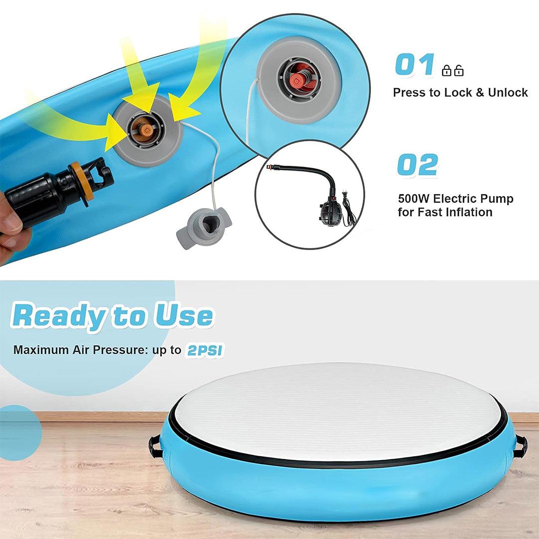 Inflatable Gym Mat UK - Gymnastic Mat Home Gym Round Thick Floor Tumbling Mat W/ Pump & Kit Exercise & Fitness - Tophatter Daily Deals