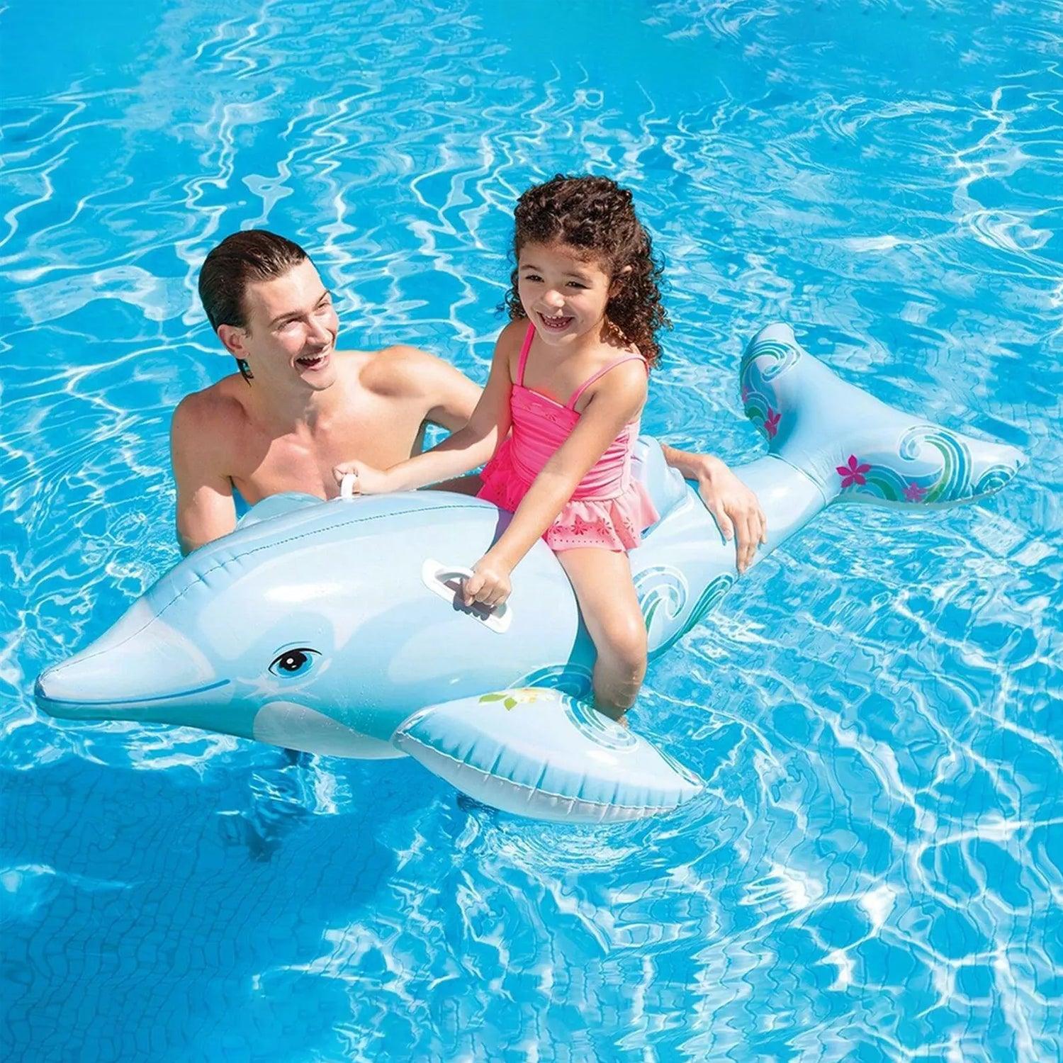 Giant Pool Float - Inflatable Mega Supersized Rider Float Pool Beach Swim Dolphin Swim Float Swimming - Tophatter Daily Deals