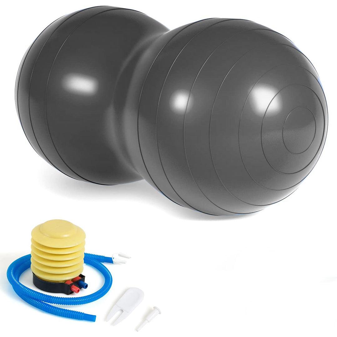 Peanut Exercise Ball - Yoga Peanut Ball with Hand Pump Anti Burst Balance Ball for Labor Birthing, Physical Therapy Silver Yoga - Tophatter Daily Deals