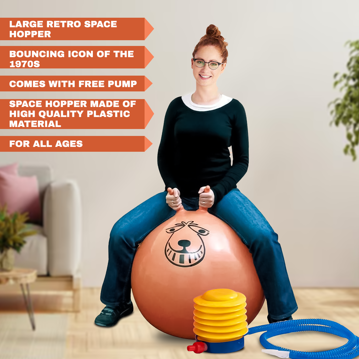 Space Hopper Ball – Retro Bouncing Toy for Kids & Adults | 60CM/80CM with Free Pump Sports Toys - Tophatter Daily Deals
