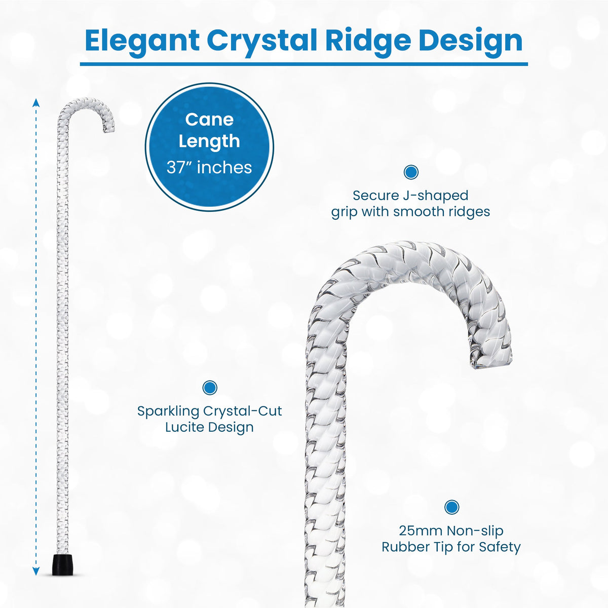 Crystal Ridges Clear Lucite Shaft J Tourist Walking Cane Clear Lucite Walking Canes - Tophatter Daily Deals