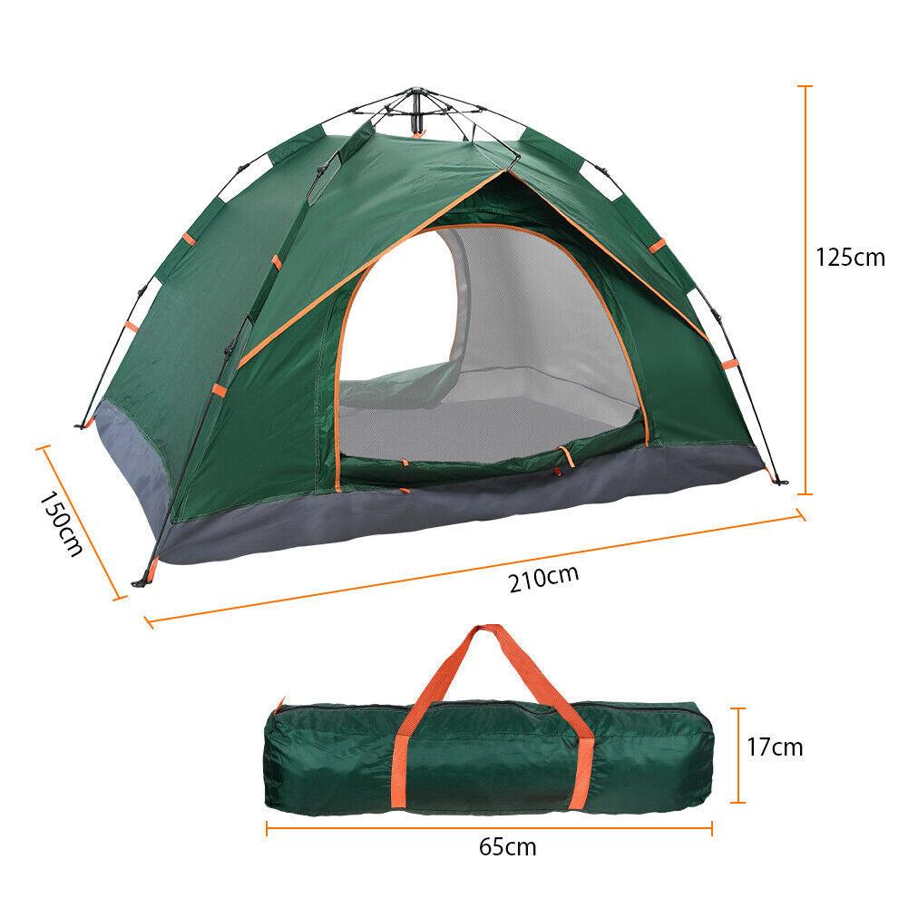 Automatic Pop-up Tent - 2-3 Man Instant Double Layer Pop up Camping Tent Waterproof Outdoor UK Outdoor Recreation - Tophatter Daily Deals
