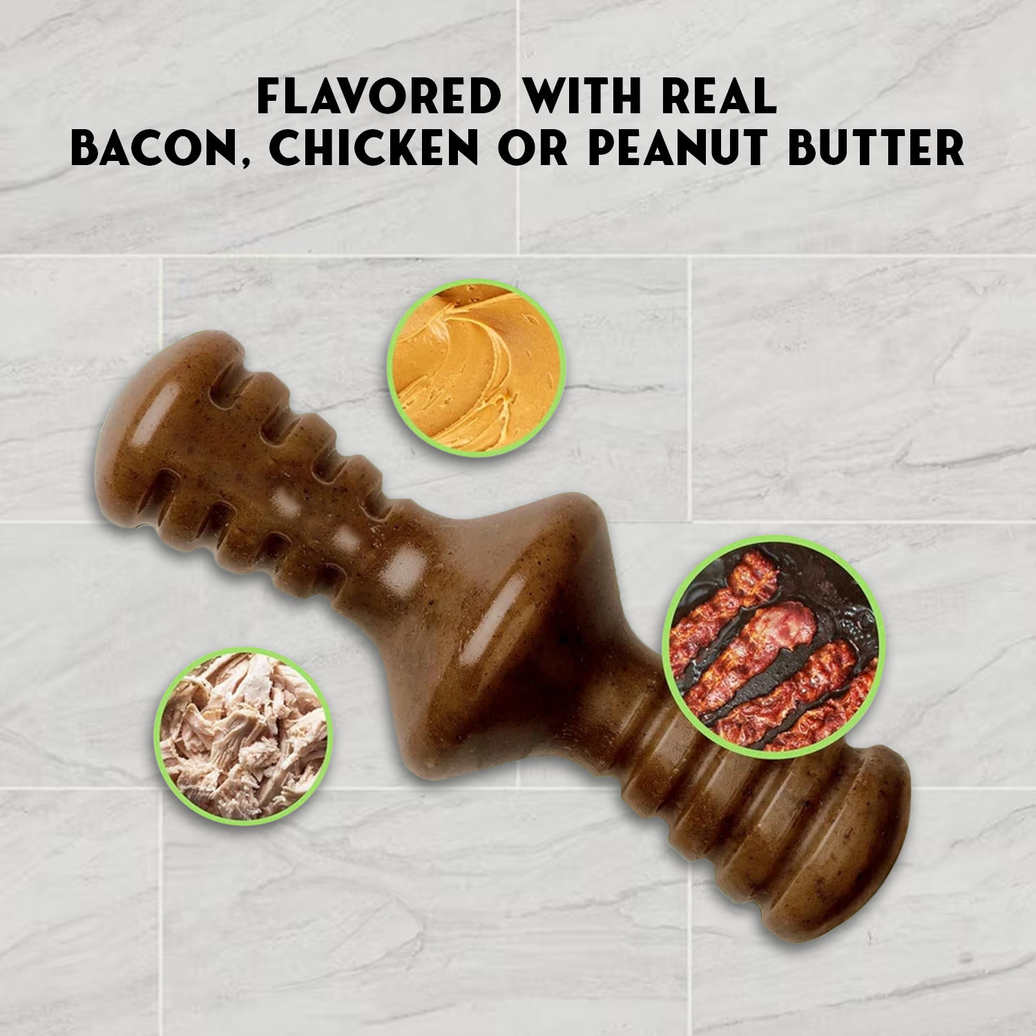 Dog Chew Toy – Tough Rubber Bone for Aggressive Chewers, Dental Care & Play pet - Tophatter Daily Deals