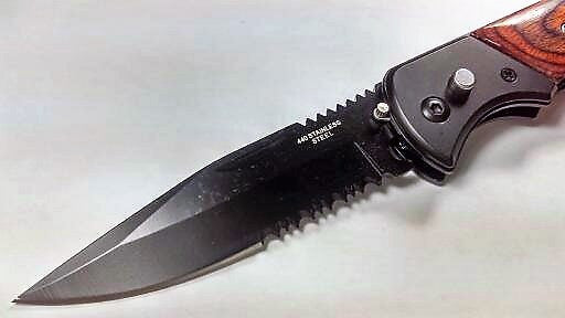 Intimidator Rosewood Grip Automatic Knife Serrated w/ Saftey Lock Knife-Auto - Tophatter Daily Deals