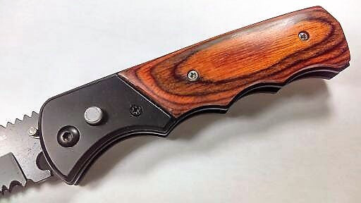 Intimidator Rosewood Grip Automatic Knife Serrated w/ Saftey Lock Knife-Auto - Tophatter Daily Deals