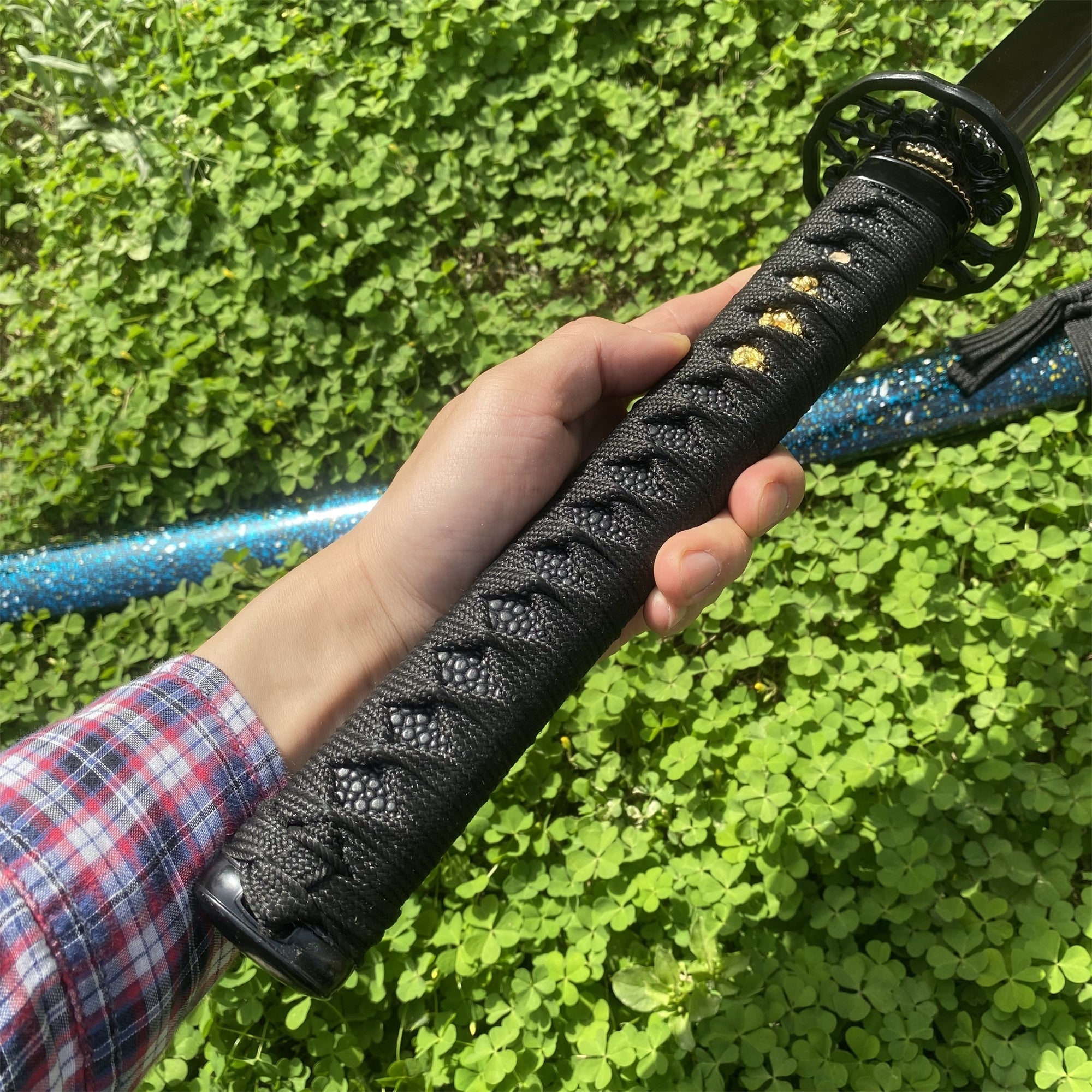 Japanese Katana Black Blade - Ink Plum Blossom - Tophatter Daily Deals