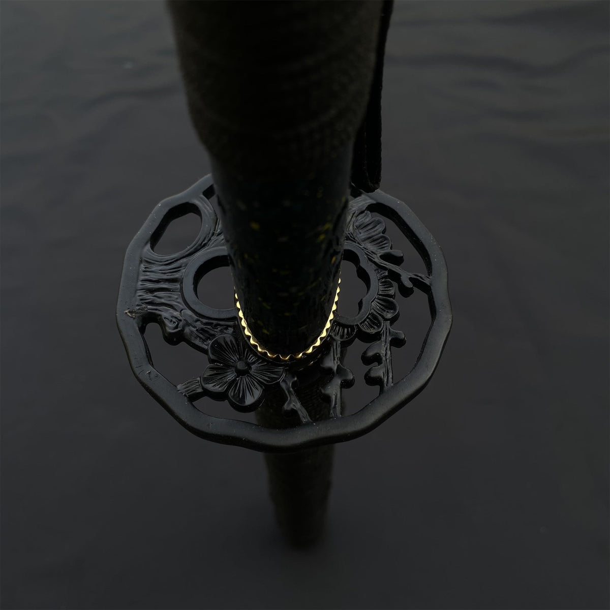Japanese Katana Black Blade - Ink Plum Blossom - Tophatter Daily Deals