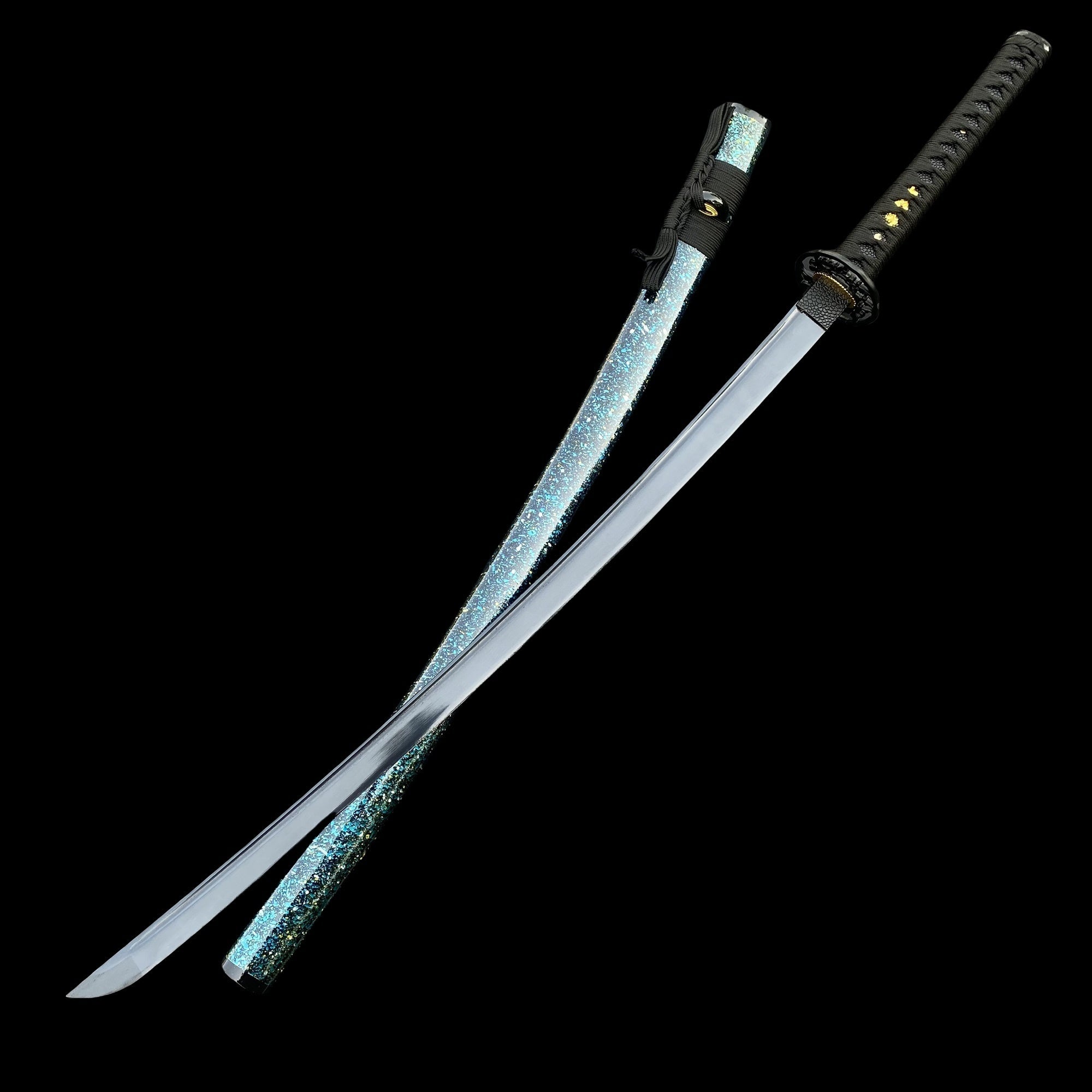 Japanese Katana Black Blade - Ink Plum Blossom Edged (Sharp) - Tophatter Daily Deals