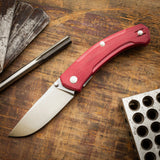GiantMouse ACE Iona V2 - Red Linen Micarta - Liner Lock - CPM-MagnaCut Knives - Tophatter Daily Deals