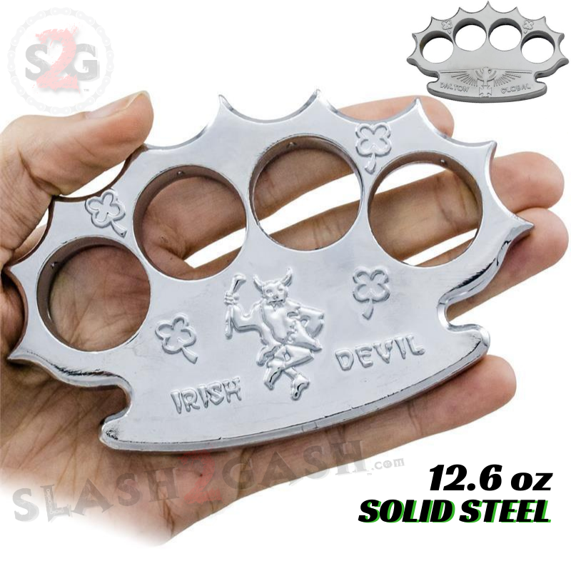 Dalton Global Brass Knuckles Irish Devil Paperweight - Silver Belt Buckle - Tophatter Daily Deals