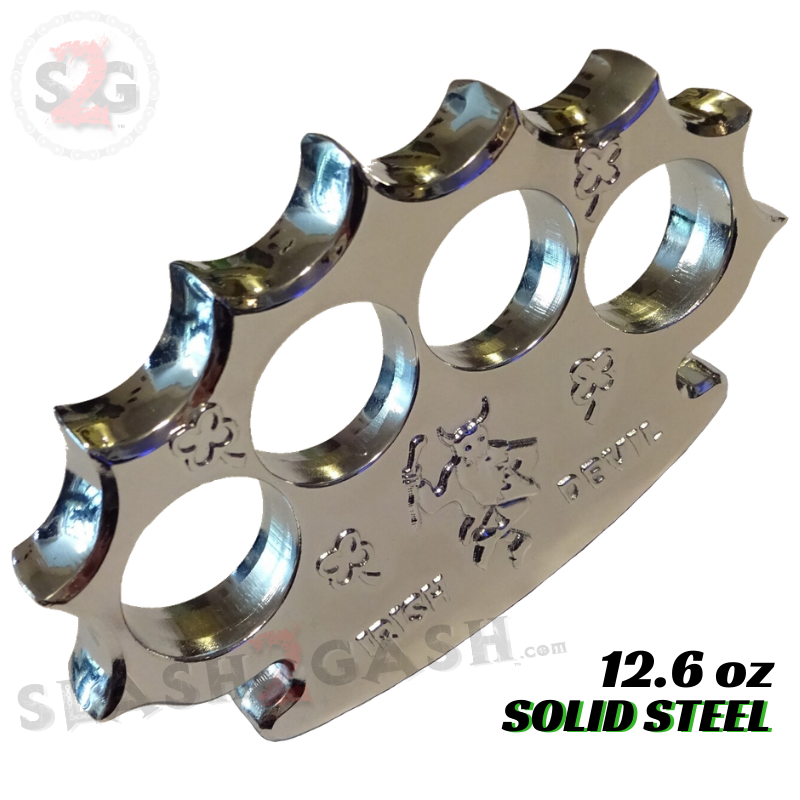 Dalton Global Brass Knuckles Irish Devil Paperweight - Silver Belt Buckle - Tophatter Daily Deals