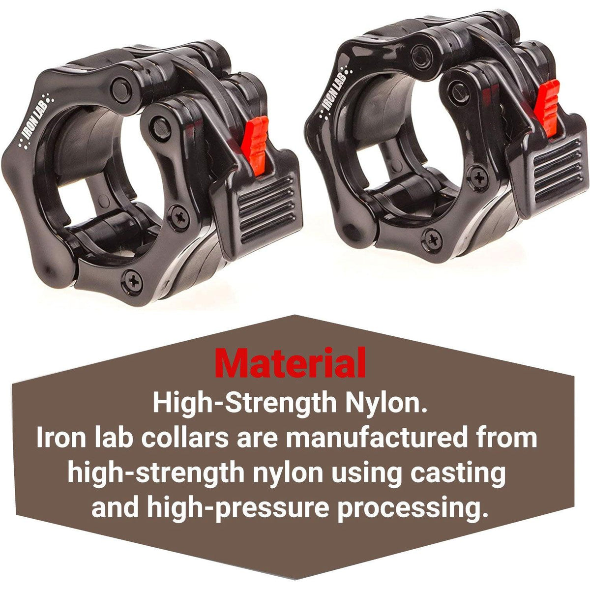 Iron Lab Olympic Barbell Collar Pair - 2 Inch Pro ABS Locking Set of 2 Black Clamps Perfect for Pro Crossfit Strong Lifts Exercise & Fitness - Tophatter Daily Deals