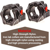 Iron Lab Olympic Barbell Collar Pair - 2 Inch Pro ABS Locking Set of 2 Black Clamps Perfect for Pro Crossfit Strong Lifts Exercise & Fitness - Tophatter Daily Deals