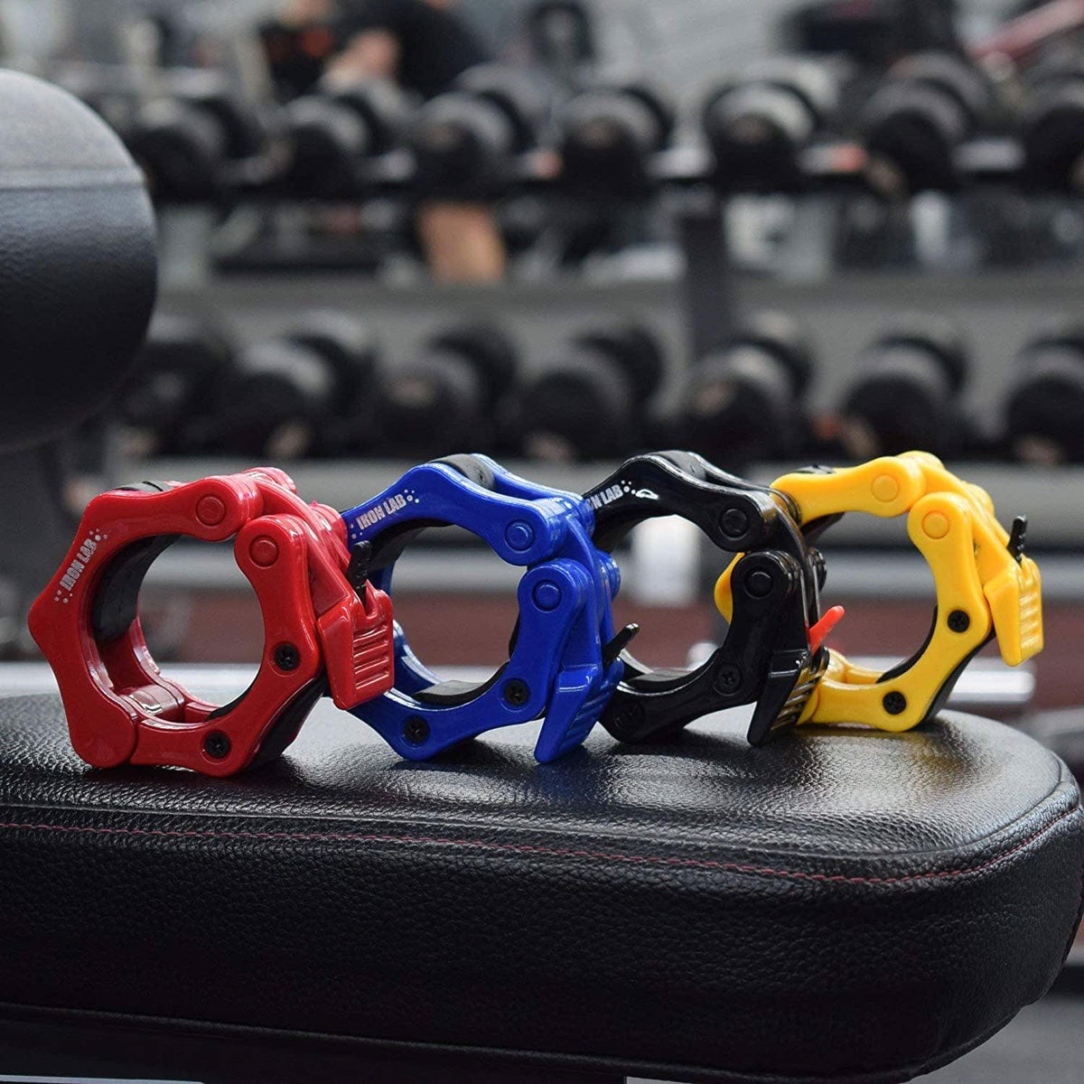 Iron Lab Olympic Barbell Collar Pair - 2 Inch Pro ABS Locking Set of 2 Black Clamps Perfect for Pro Crossfit Strong Lifts Exercise & Fitness - Tophatter Daily Deals