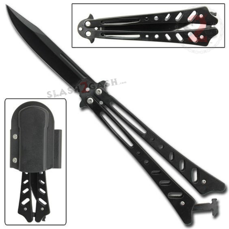 Iron Maiden Butterfly Knife Black Flared Balisong Knife-Balisong - Tophatter Daily Deals