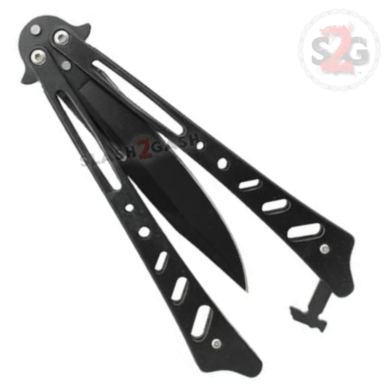 Iron Maiden Butterfly Knife Black Flared Balisong Knife-Balisong - Tophatter Daily Deals